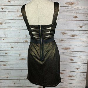 Betsey Johnson Black Gold Shimmer Bodycon Bondage